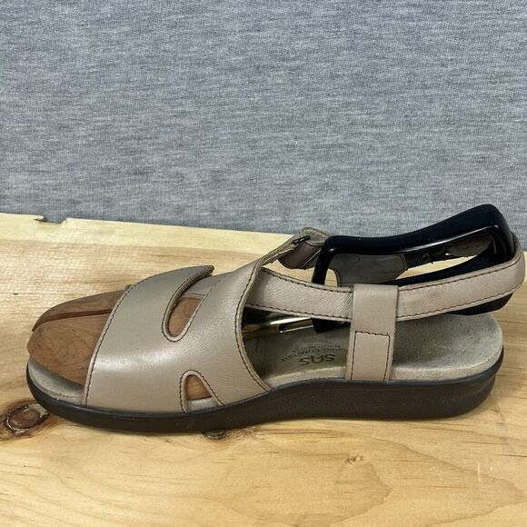 SAS HUGGY Cross Strap Sandals Leather Adjustable Comfort Truffle Tan Size 8.5 - Picture 3 of 10